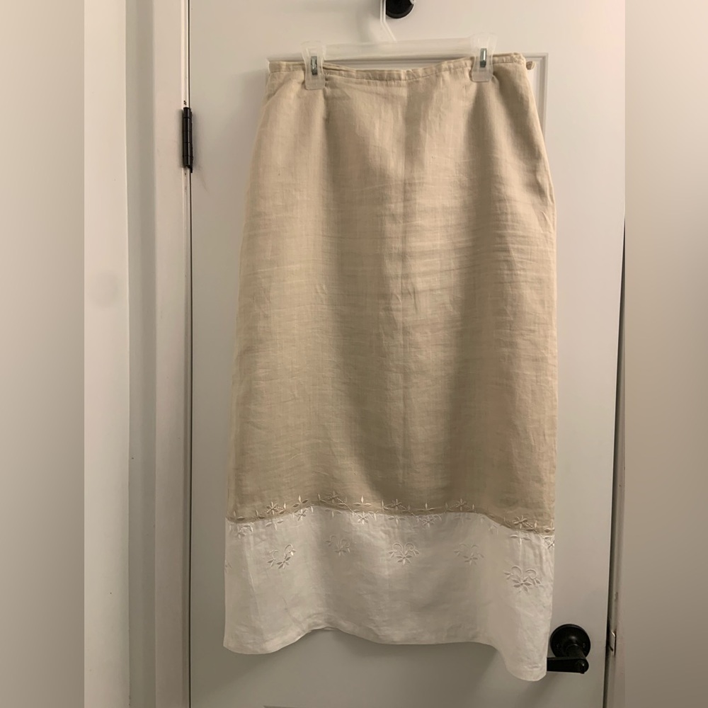 Tan and Cream Midi Pencil Skirt for Work
